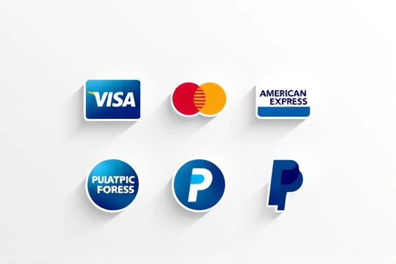 Icone di carte di credito e PayPal